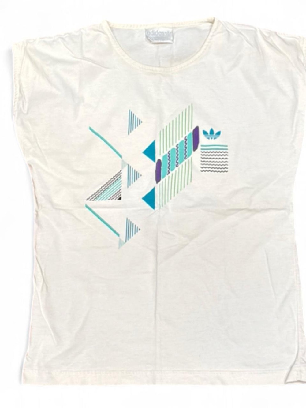 Vintage 80s Adidas Graphic White Cutoff Tee